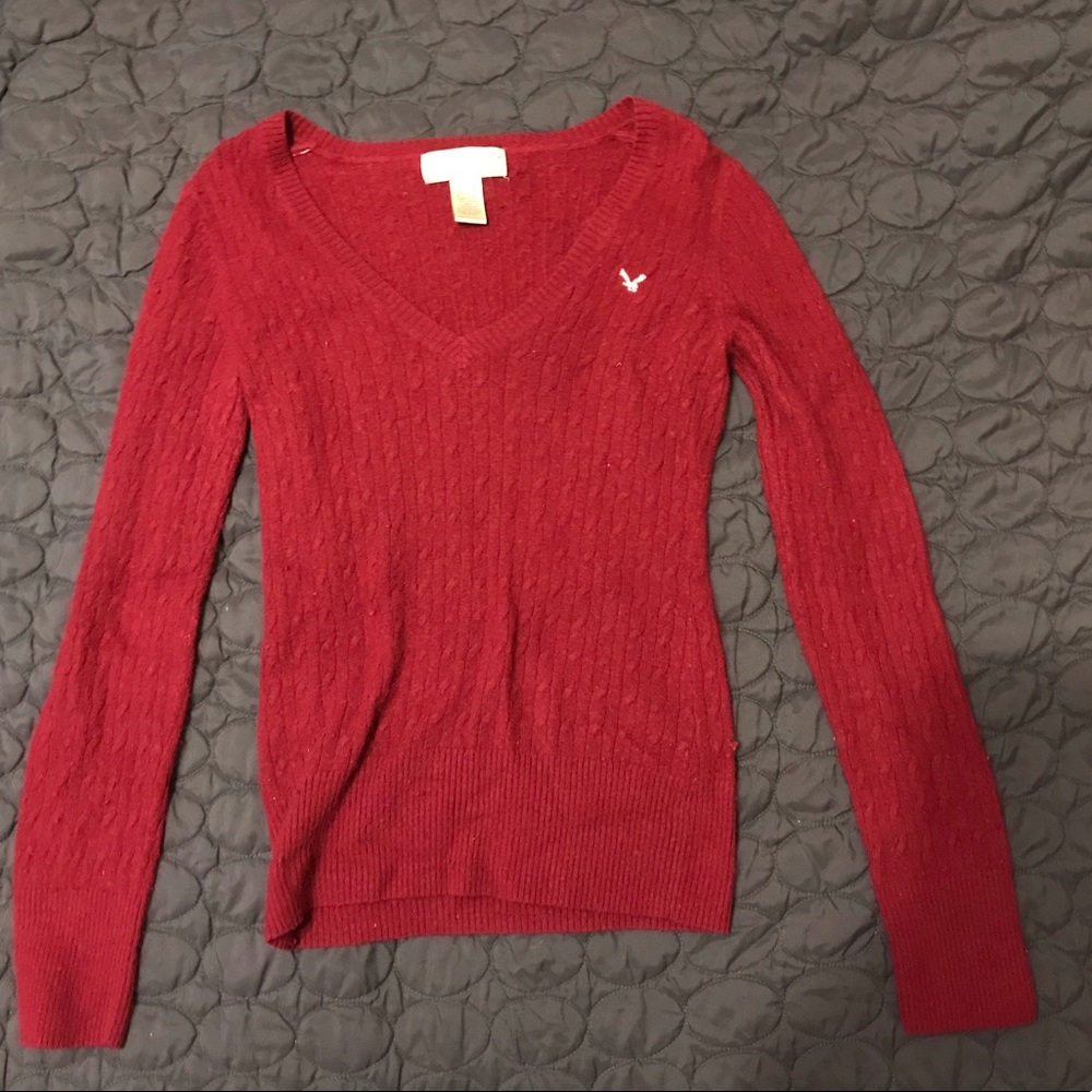 Large Red Vneck sweater
